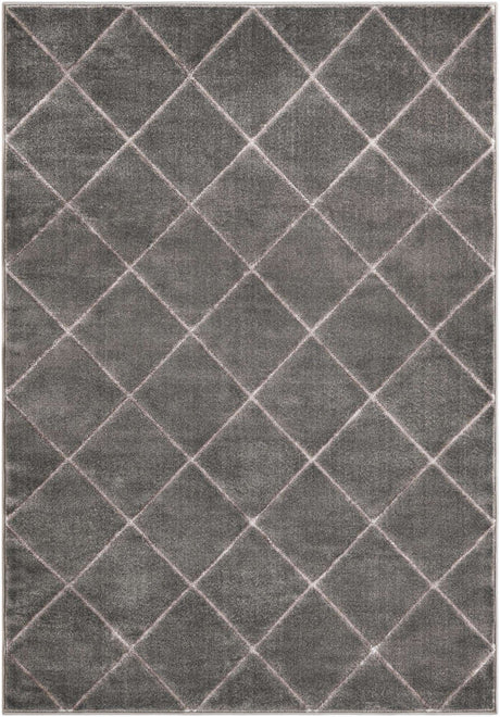 Gray and Silver 5' 3 x 7' 1 Vogue Geo Rectangle Area Rug Geometric Glam Style Shiny Accents Carpet Mat for Unique Interior Design & Home Decor for Sale at Rug Engine