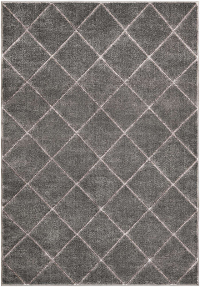 Gray and Silver 5' 3 x 7' 1 Vogue Geo Rectangle Area Rug Geometric Glam Style Shiny Accents Carpet Mat for Unique Interior Design & Home Decor for Sale at Rug Engine