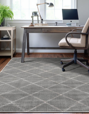 Gray and Silver 5' 3 x 8' Vogue Geo Rectangle Area Rug Geometric Glam Style Shiny Accents Carpet Mat for Unique Interior Design & Home Decor for Sale at Rug Engine
