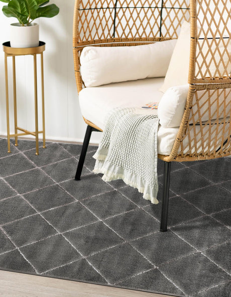 Gray and Silver 5' 3 x 8' Vogue Geo Rectangle Area Rug Geometric Glam Style Shiny Accents Carpet Mat for Unique Interior Design & Home Decor for Sale at Rug Engine
