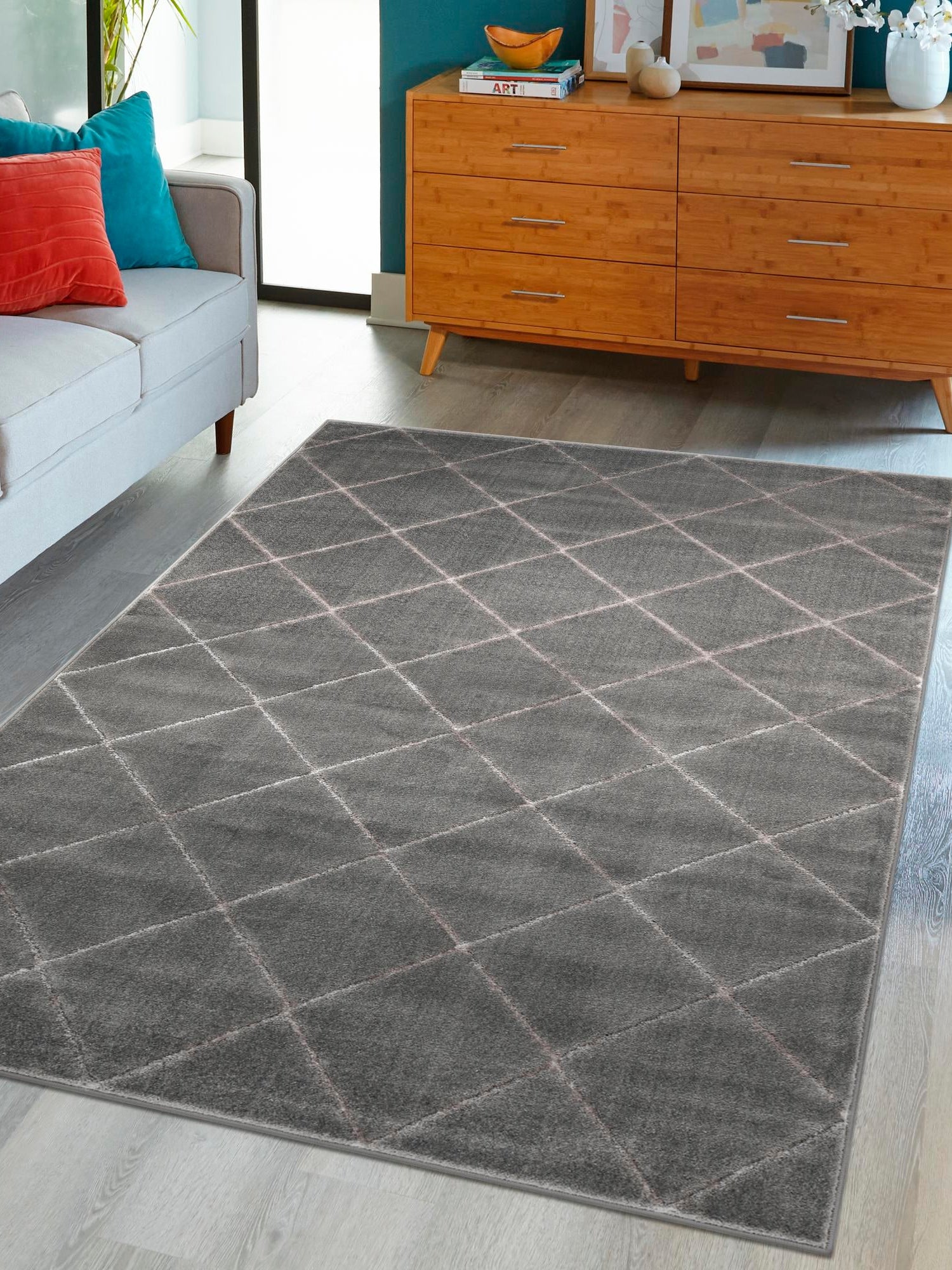Gray and Silver 10' x 13' 1 Vogue Geo Rectangle Area Rug Geometric Glam Style Shiny Accents Carpet Mat for Unique Interior Design & Home Decor for Sale at Rug Engine