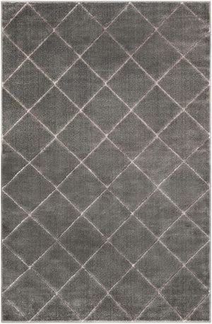 Gray and Silver 5' 3 x 8' Vogue Geo Rectangle Area Rug Geometric Glam Style Shiny Accents Carpet Mat for Unique Interior Design & Home Decor for Sale at Rug Engine