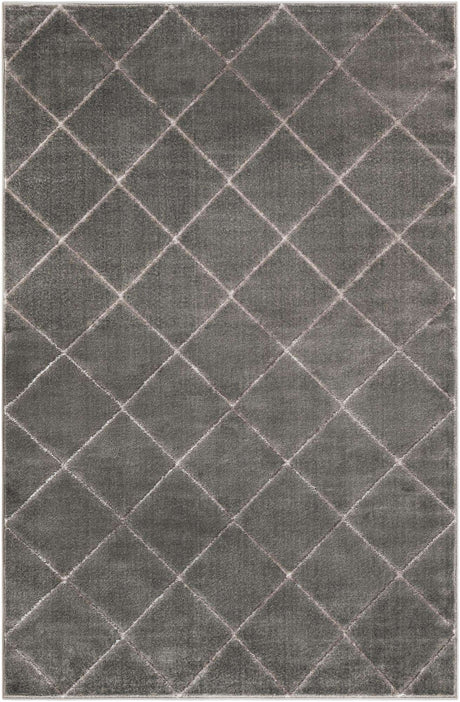 Gray and Silver 5' 3 x 8' Vogue Geo Rectangle Area Rug Geometric Glam Style Shiny Accents Carpet Mat for Unique Interior Design & Home Decor for Sale at Rug Engine