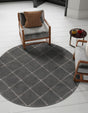 Gray and Silver 6' 1 x 6' 1 Vogue Geo Round Area Rug Geometric Glam Style Shiny Accents Carpet Mat for Unique Interior Design & Home Decor for Sale at Rug Engine