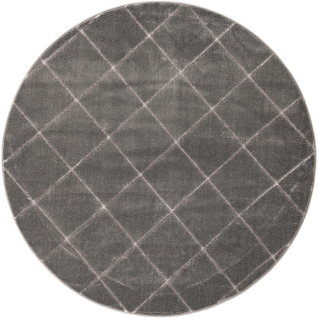 Gray and Silver 6' 1 x 6' 1 Vogue Geo Round Area Rug Geometric Glam Style Shiny Accents Carpet Mat for Unique Interior Design & Home Decor for Sale at Rug Engine
