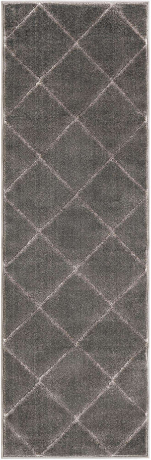 Gray and Silver 2' x 6' 1 Vogue Geo Runner Area Rug Geometric Glam Style Shiny Accents Carpet Mat for Unique Interior Design & Home Decor for Sale at Rug Engine