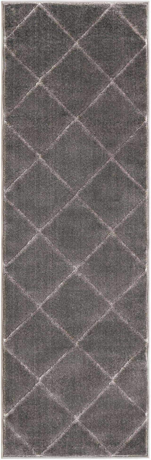 Gray and Silver 2' x 6' 1 Vogue Geo Runner Area Rug Geometric Glam Style Shiny Accents Carpet Mat for Unique Interior Design & Home Decor for Sale at Rug Engine