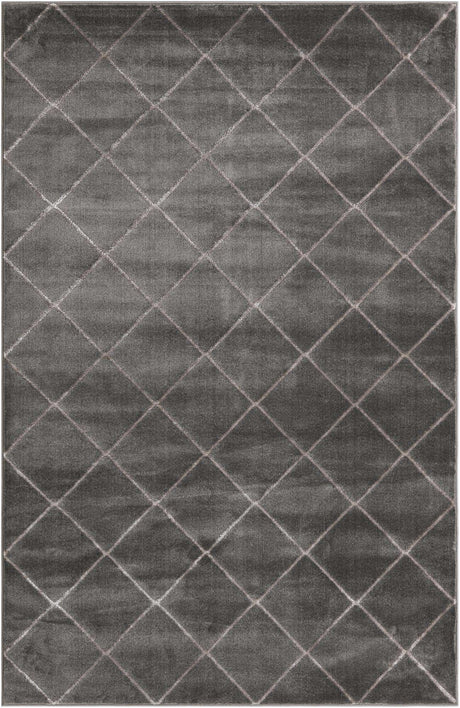Gray and Silver 6' 1 x 9' Vogue Geo Rectangle Area Rug Geometric Glam Style Shiny Accents Carpet Mat for Unique Interior Design & Home Decor for Sale at Rug Engine
