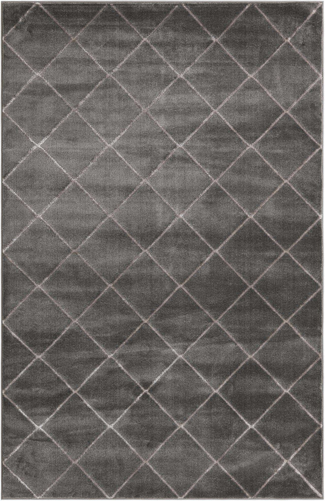 Gray and Silver 6' 1 x 9' Vogue Geo Rectangle Area Rug Geometric Glam Style Shiny Accents Carpet Mat for Unique Interior Design & Home Decor for Sale at Rug Engine