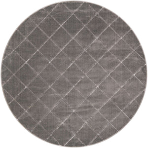 Gray and Silver 7' 10 x 7' 10 Vogue Geo Round Area Rug Geometric Glam Style Shiny Accents Carpet Mat for Unique Interior Design & Home Decor for Sale at Rug Engine