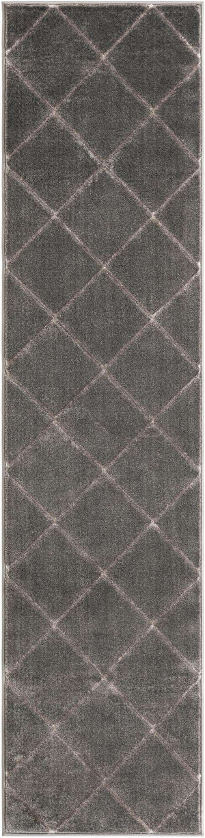 Gray and Silver 2' x 8' Vogue Geo Runner Area Rug Geometric Glam Style Shiny Accents Carpet Mat for Unique Interior Design & Home Decor for Sale at Rug Engine