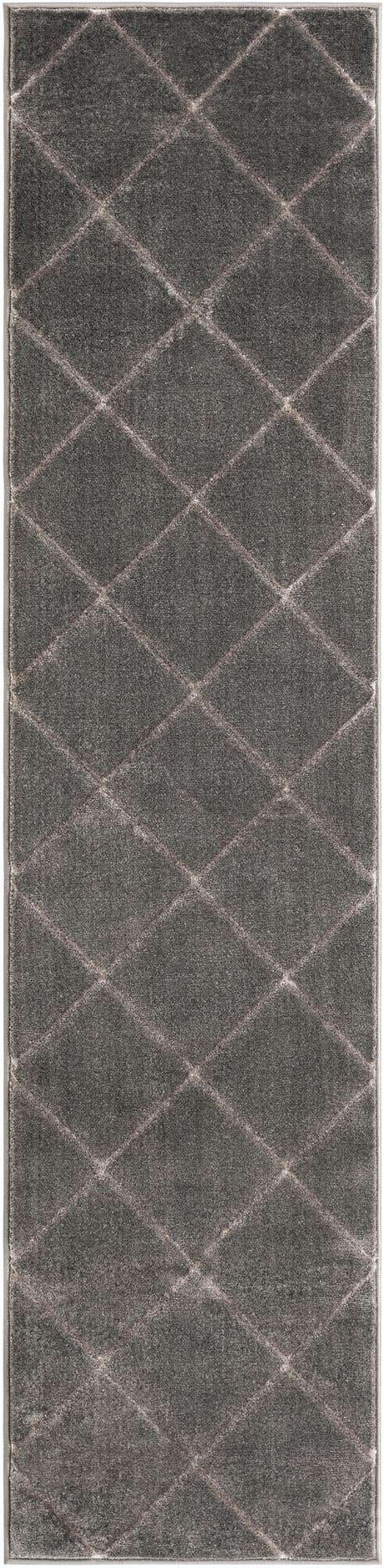 Gray and Silver 2' x 8' Vogue Geo Runner Area Rug Geometric Glam Style Shiny Accents Carpet Mat for Unique Interior Design & Home Decor for Sale at Rug Engine