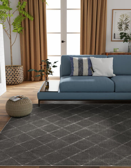 Gray and Silver 10' x 10' Vogue Geo Square Area Rug Geometric Glam Style Shiny Accents Carpet Mat for Unique Interior Design & Home Decor for Sale at Rug Engine