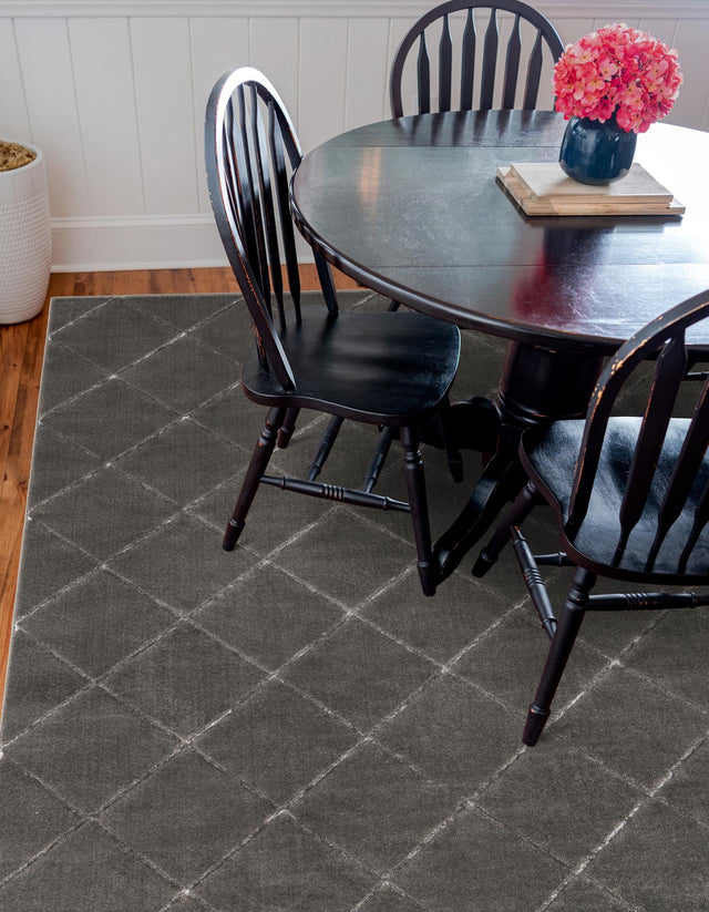 Gray and Silver 10' x 10' Vogue Geo Square Area Rug Geometric Glam Style Shiny Accents Carpet Mat for Unique Interior Design & Home Decor for Sale at Rug Engine