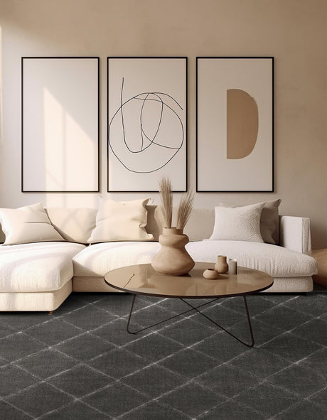 Gray and Silver 10' x 10' Vogue Geo Square Area Rug Geometric Glam Style Shiny Accents Carpet Mat for Unique Interior Design & Home Decor for Sale at Rug Engine