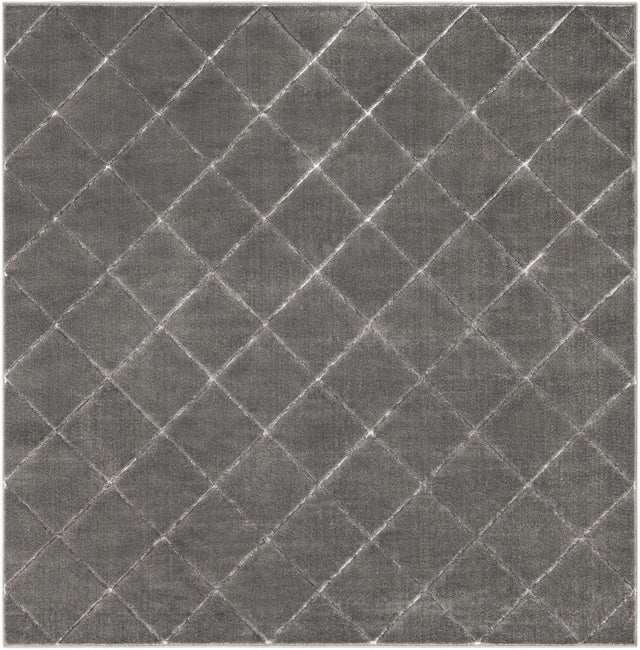 Gray and Silver 7' 10 x 7' 10 Vogue Geo Square Area Rug Geometric Glam Style Shiny Accents Carpet Mat for Unique Interior Design & Home Decor for Sale at Rug Engine