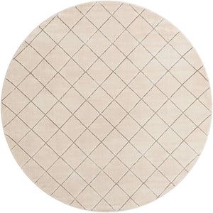 White and Silver 10' x 10' Vogue Geo Round Area Rug Geometric Glam Style Shiny Accents Carpet Mat for Unique Interior Design & Home Decor for Sale at Rug Engine