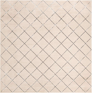 White and Silver 10' x 10' Vogue Geo Square Area Rug Geometric Glam Style Shiny Accents Carpet Mat for Unique Interior Design & Home Decor for Sale at Rug Engine