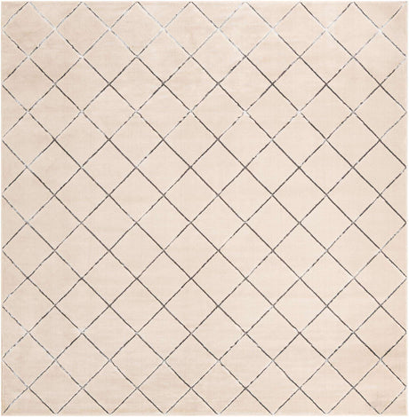 White and Silver 10' x 10' Vogue Geo Square Area Rug Geometric Glam Style Shiny Accents Carpet Mat for Unique Interior Design & Home Decor for Sale at Rug Engine