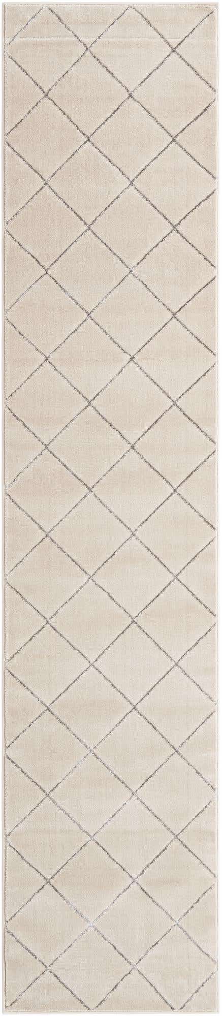 White and Silver 2' 7 x 12' Vogue Geo Runner Area Rug Geometric Glam Style Shiny Accents Carpet Mat for Unique Interior Design & Home Decor for Sale at Rug Engine