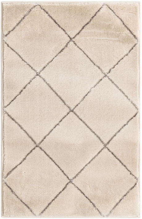 White and Silver 2' x 3' 1 Vogue Geo Rectangle Area Rug Geometric Glam Style Shiny Accents Carpet Mat for Unique Interior Design & Home Decor for Sale at Rug Engine
