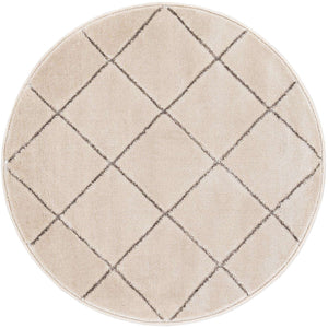 White and Silver 3' 1 x 3' 1 Vogue Geo Round Area Rug Geometric Glam Style Shiny Accents Carpet Mat for Unique Interior Design & Home Decor for Sale at Rug Engine