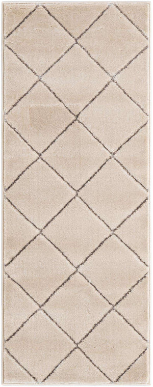 White and Silver 2' x 5' 1 Vogue Geo Runner Area Rug Geometric Glam Style Shiny Accents Carpet Mat for Unique Interior Design & Home Decor for Sale at Rug Engine