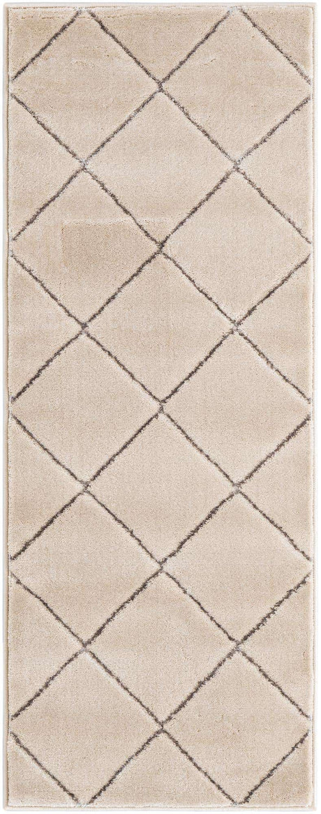 White and Silver 2' x 5' 1 Vogue Geo Runner Area Rug Geometric Glam Style Shiny Accents Carpet Mat for Unique Interior Design & Home Decor for Sale at Rug Engine