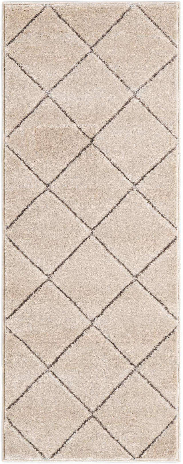 White and Silver 2' x 5' 1 Vogue Geo Runner Area Rug Geometric Glam Style Shiny Accents Carpet Mat for Unique Interior Design & Home Decor for Sale at Rug Engine