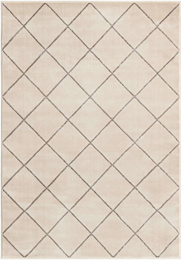 White and Silver 5' 3 x 7' 1 Vogue Geo Rectangle Area Rug Geometric Glam Style Shiny Accents Carpet Mat for Unique Interior Design & Home Decor for Sale at Rug Engine