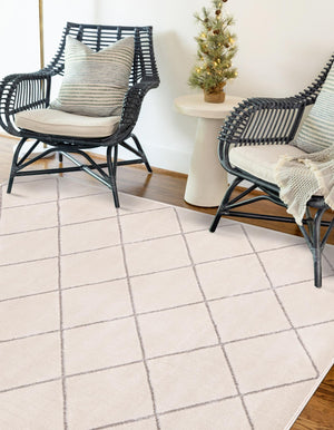 White and Silver 2' x 3' 1 Vogue Geo Rectangle Area Rug Geometric Glam Style Shiny Accents Carpet Mat for Unique Interior Design & Home Decor for Sale at Rug Engine