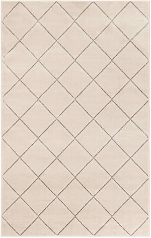White and Silver 5' 3 x 8' Vogue Geo Rectangle Area Rug Geometric Glam Style Shiny Accents Carpet Mat for Unique Interior Design & Home Decor for Sale at Rug Engine