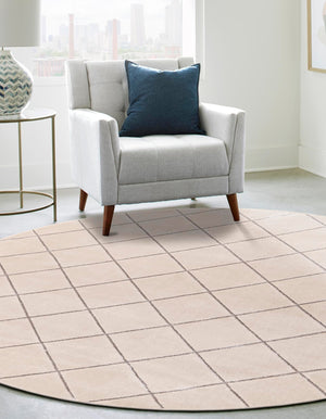 White and Silver 10' x 10' Vogue Geo Round Area Rug Geometric Glam Style Shiny Accents Carpet Mat for Unique Interior Design & Home Decor for Sale at Rug Engine