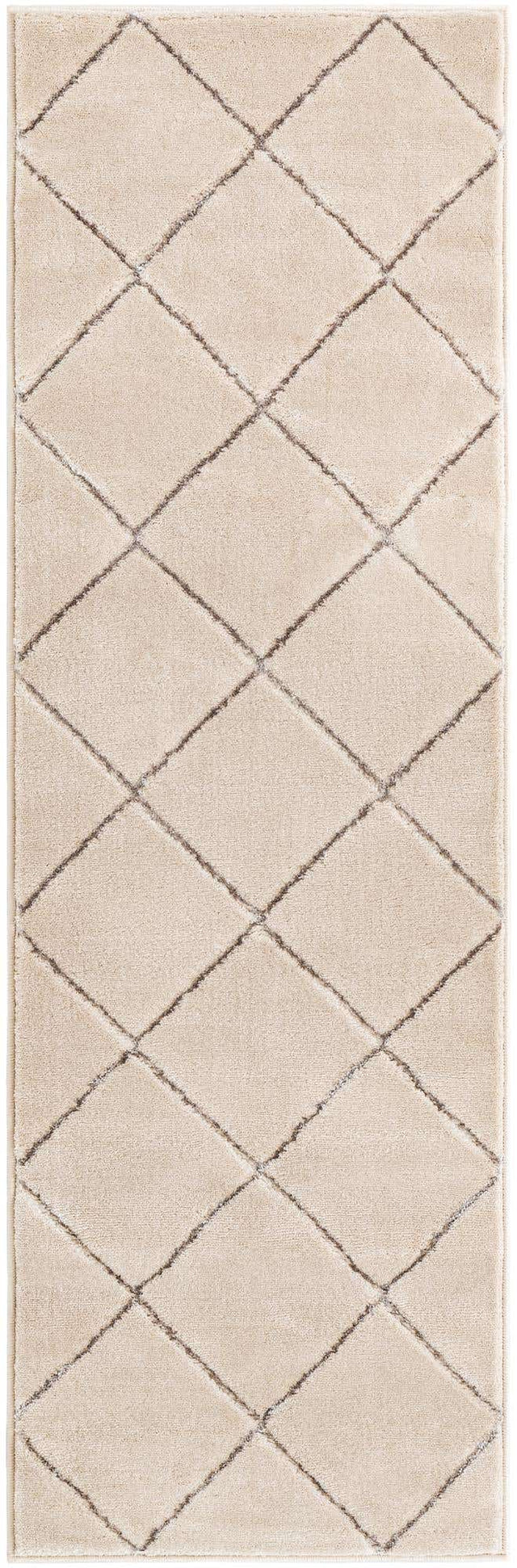 White and Silver 2' x 6' 1 Vogue Geo Runner Area Rug Geometric Glam Style Shiny Accents Carpet Mat for Unique Interior Design & Home Decor for Sale at Rug Engine
