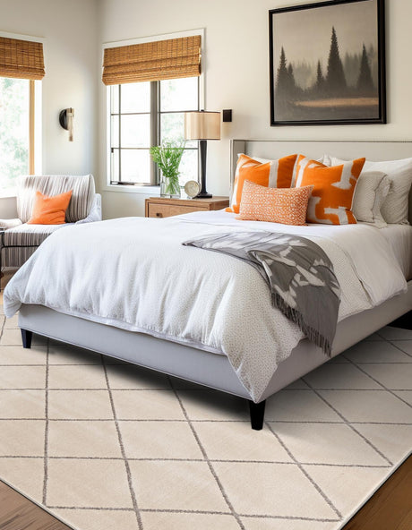 White and Silver 7' 10 x 7' 10 Vogue Geo Square Area Rug Geometric Glam Style Shiny Accents Carpet Mat for Unique Interior Design & Home Decor for Sale at Rug Engine