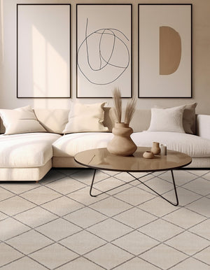 White and Silver 7' 10 x 7' 10 Vogue Geo Square Area Rug Geometric Glam Style Shiny Accents Carpet Mat for Unique Interior Design & Home Decor for Sale at Rug Engine