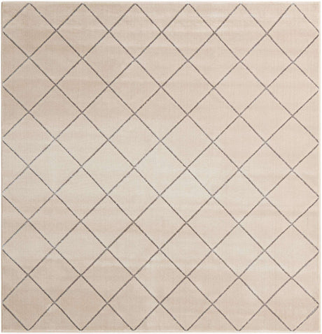 White and Silver 7' 10 x 7' 10 Vogue Geo Square Area Rug Geometric Glam Style Shiny Accents Carpet Mat for Unique Interior Design & Home Decor for Sale at Rug Engine