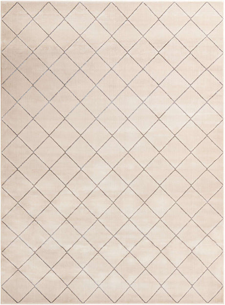 White and Silver 9' x 12' Vogue Geo Rectangle Area Rug Geometric Glam Style Shiny Accents Carpet Mat for Unique Interior Design & Home Decor for Sale at Rug Engine