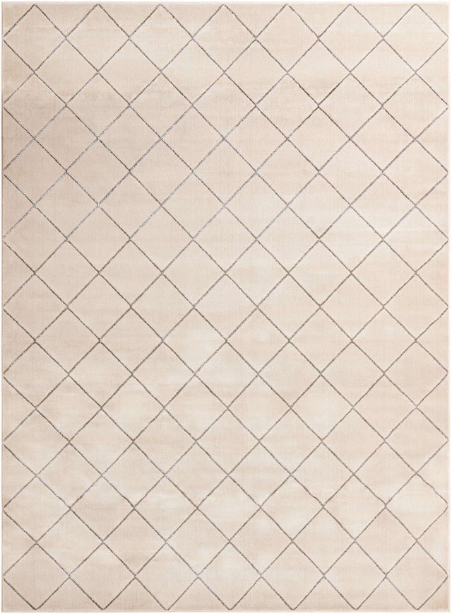 White and Silver 9' x 12' Vogue Geo Rectangle Area Rug Geometric Glam Style Shiny Accents Carpet Mat for Unique Interior Design & Home Decor for Sale at Rug Engine