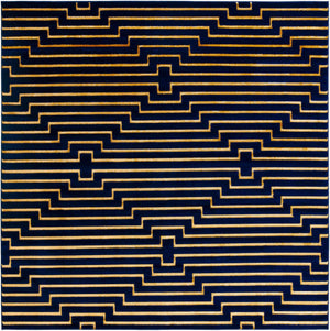 Navy Blue and Gold 10' x 10' Vogue Geo Square Area Rug Geometric Glam Style Shiny Accents Carpet Mat for Unique Interior Design & Home Decor for Sale at Rug Engine