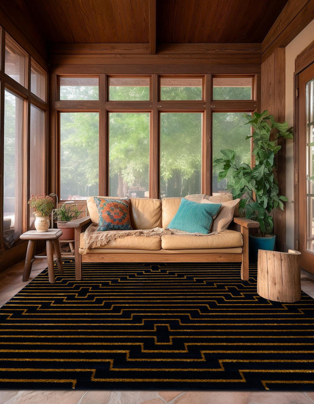 Navy Blue and Gold 10' x 10' Vogue Geo Square Area Rug Geometric Glam Style Shiny Accents Carpet Mat for Unique Interior Design & Home Decor for Sale at Rug Engine
