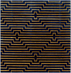 Navy Blue and Gold 7' 10 x 7' 10 Vogue Geo Square Area Rug Geometric Glam Style Shiny Accents Carpet Mat for Unique Interior Design & Home Decor for Sale at Rug Engine