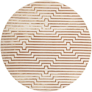 White and Gold 10' x 10' Vogue Geo Round Area Rug Geometric Glam Style Shiny Accents Carpet Mat for Unique Interior Design & Home Decor for Sale at Rug Engine