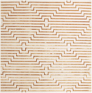 White and Gold 10' x 10' Vogue Geo Square Area Rug Geometric Glam Style Shiny Accents Carpet Mat for Unique Interior Design & Home Decor for Sale at Rug Engine