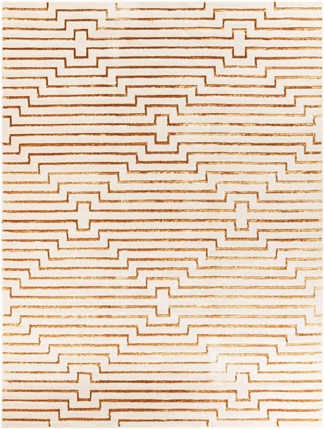 White and Gold 10' x 13' 1 Vogue Geo Rectangle Area Rug Geometric Glam Style Shiny Accents Carpet Mat for Unique Interior Design & Home Decor for Sale at Rug Engine