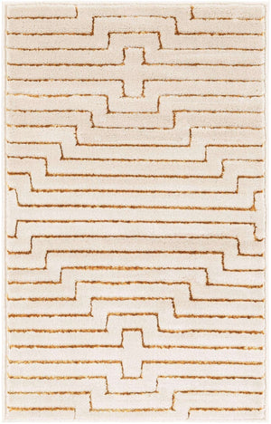White and Gold 2' x 3' 1 Vogue Geo Rectangle Area Rug Geometric Glam Style Shiny Accents Carpet Mat for Unique Interior Design & Home Decor for Sale at Rug Engine