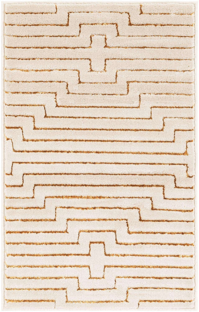 White and Gold 2' x 3' 1 Vogue Geo Rectangle Area Rug Geometric Glam Style Shiny Accents Carpet Mat for Unique Interior Design & Home Decor for Sale at Rug Engine