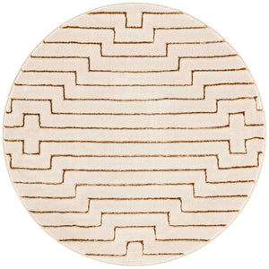 White and Gold 3' 1 x 3' 1 Vogue Geo Round Area Rug Geometric Glam Style Shiny Accents Carpet Mat for Unique Interior Design & Home Decor for Sale at Rug Engine