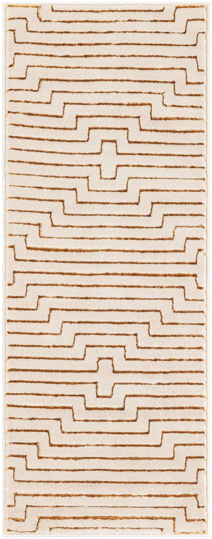 White and Gold 2' x 5' 1 Vogue Geo Runner Area Rug Geometric Glam Style Shiny Accents Carpet Mat for Unique Interior Design & Home Decor for Sale at Rug Engine