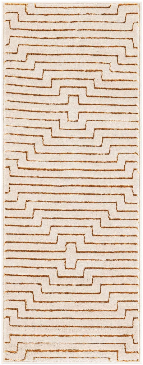 White and Gold 2' x 5' 1 Vogue Geo Runner Area Rug Geometric Glam Style Shiny Accents Carpet Mat for Unique Interior Design & Home Decor for Sale at Rug Engine